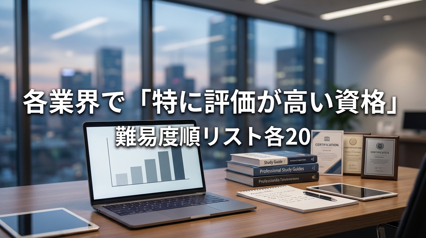 各業界で「特に評価が高い資格」難易度順リスト各20
