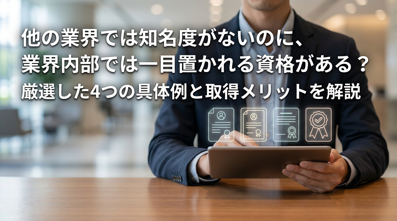 他の業界では知名度がないのに、業界内部では一目置かれる資格がある？厳選した4つの具体例と取得メリットを解説